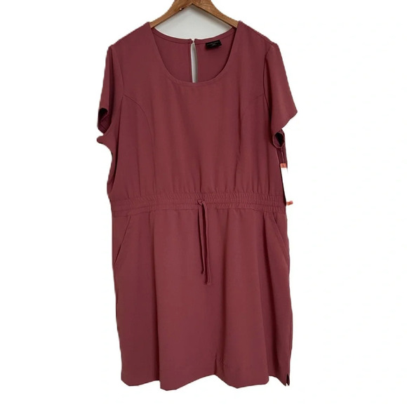 NWT 32 Degrees Women's Deco Rose Pink Twill Pocket Dress XXL **FLAW** - Picture 3 of 14
